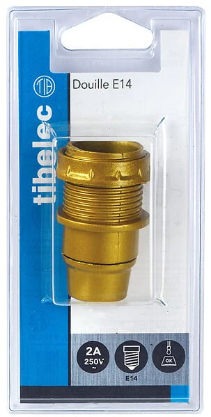 Douille E14 isolée demi filetée bague 35mm or - Image 2